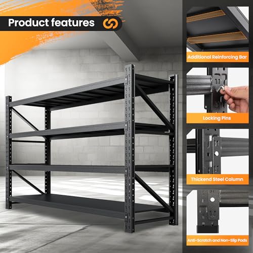 Heavy Duty 4-Tier Metal Garage Shelving Unit, Adjustable Steel Storage Rack D5378