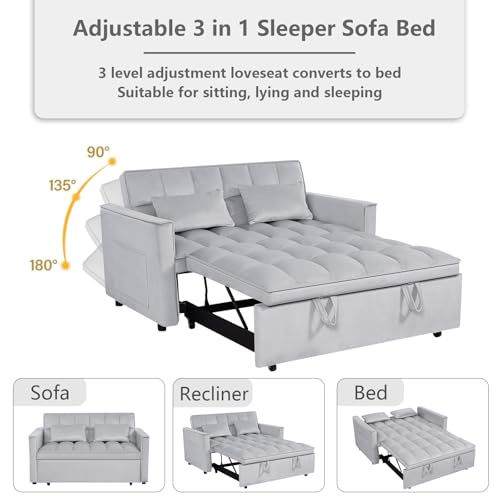 Convertible Sleeper Sofa Bed with Pull-Out Bed and Adjustable Backrest V521