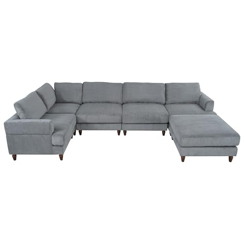 Modular Sectional Sofa with Ottoman, U-Shaped Lounge Couch H930