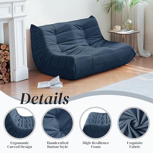 Bean Bag Chair for Adults, Suede & Microfiber Corner Lounge Sofa, 3-Seater, Beige F9802