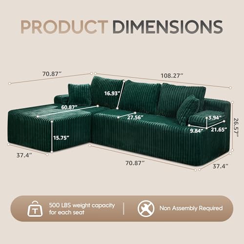 Modular L-Shape Sectional Sofa with Oversized Chaise A47792