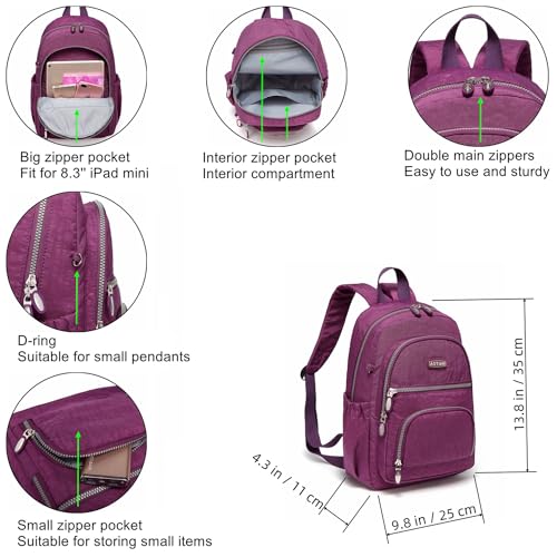 Mini Daypack with Anti-Theft Back Zipper Pocket, Lightweight Backpack for Hiking Travel Sports L114