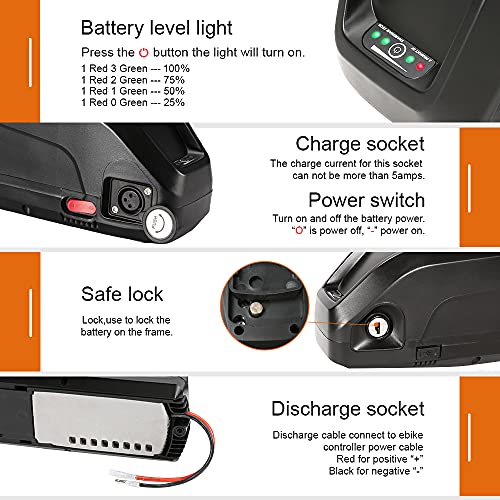 Ebike Battery 36V 13Ah Down Tube Lithium-Ion for Electric Bicycle I3593