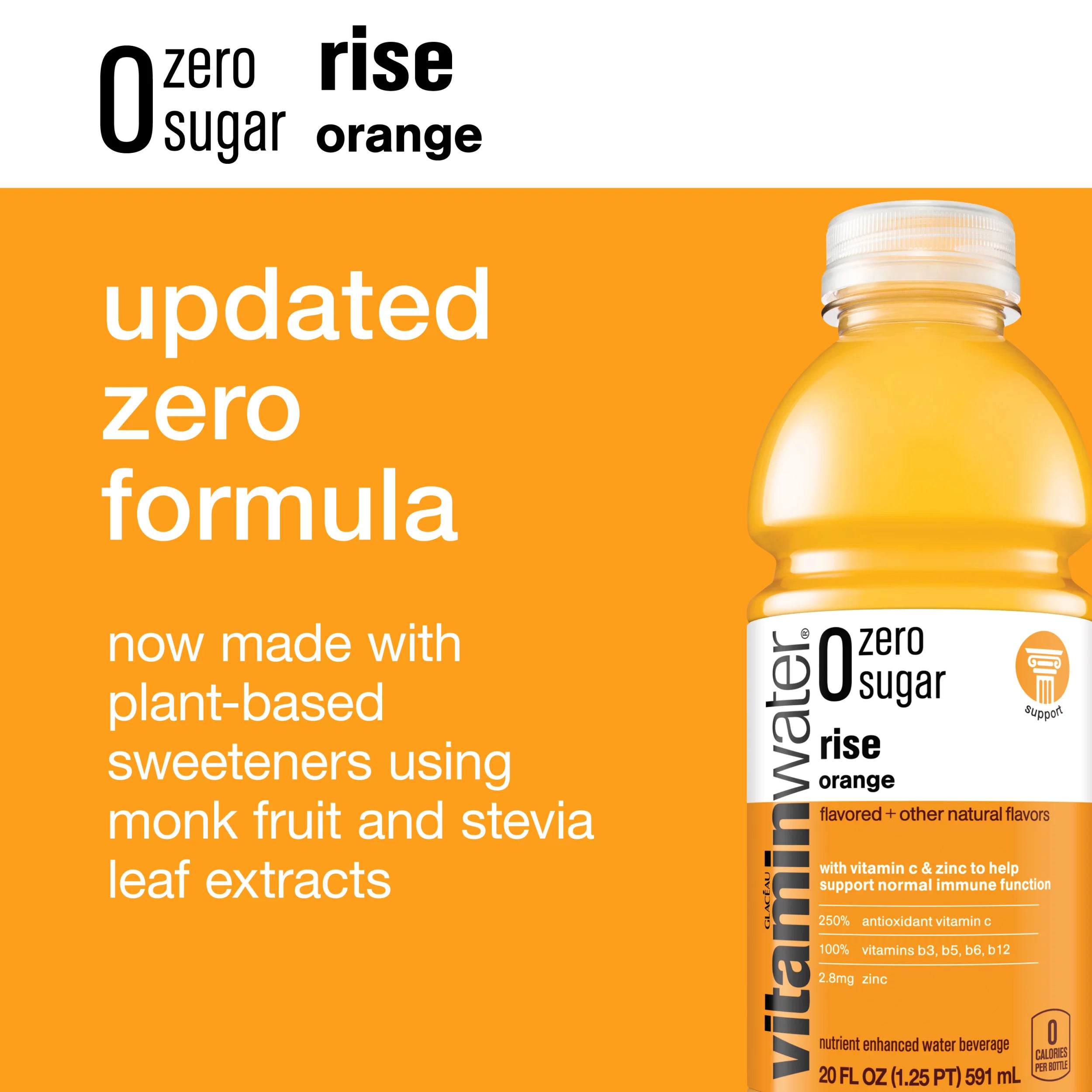 Zero Sugar Electrolyte Enhanced Water with Vitamins, Orange, 20 fl oz, 12 Pack W9987