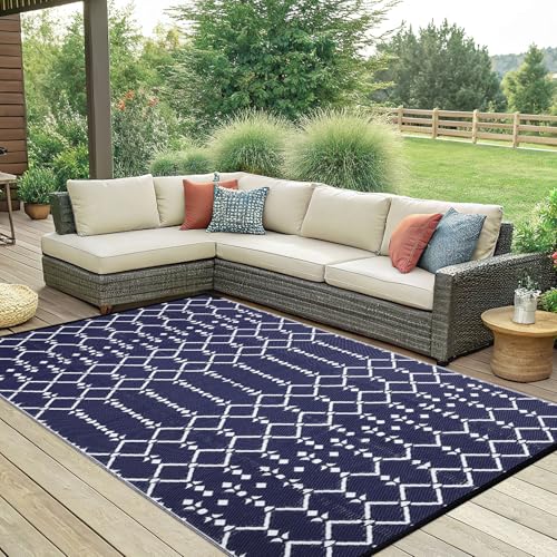 Waterproof Outdoor Rug 5x8 ft, Reversible Plastic Straw Patio Mat Z2613