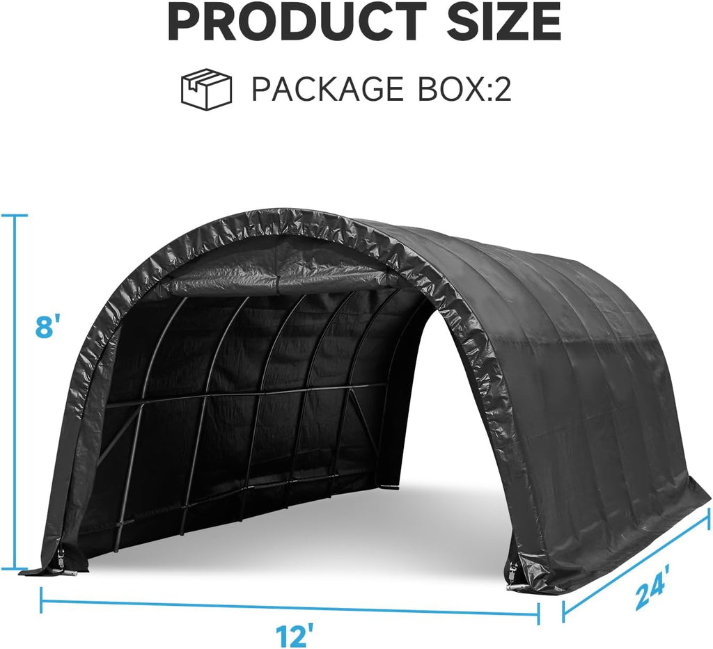 Heavy Duty Portable Carport with All-Steel Frame and Round Roof P8283
