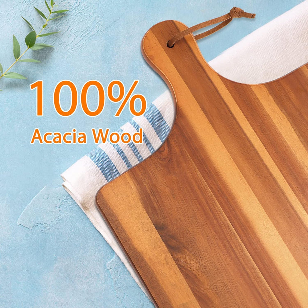 Acacia Wood Cutting Board with Handle for Kitchen B8691