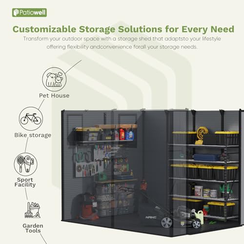 6 x 8 FT Plastic Outdoor Storage Shed with Floor and Lockable Door D7513