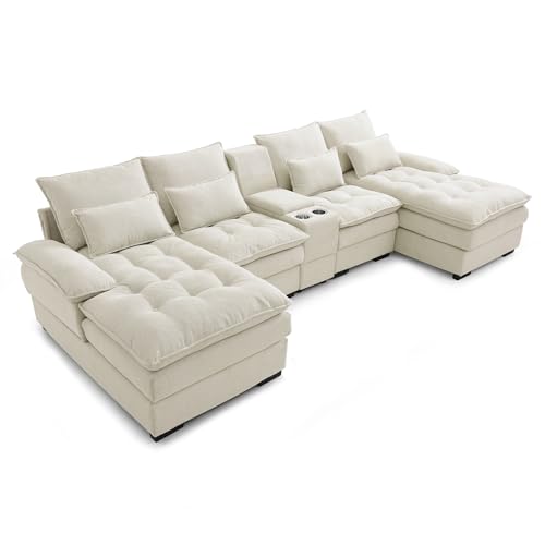 Modular Sectional Sofa with Ottoman, U-Shaped Lounge Couch H930