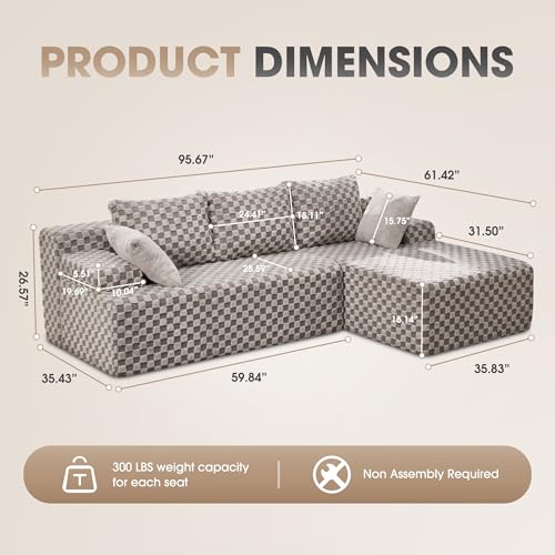 Modular L-Shape Sectional Sofa with Oversized Chaise A47792