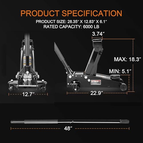 2.5 Ton Trolley Jack with Carrying Case Hydraulic Low Profile Floor Jack for Cars C877326