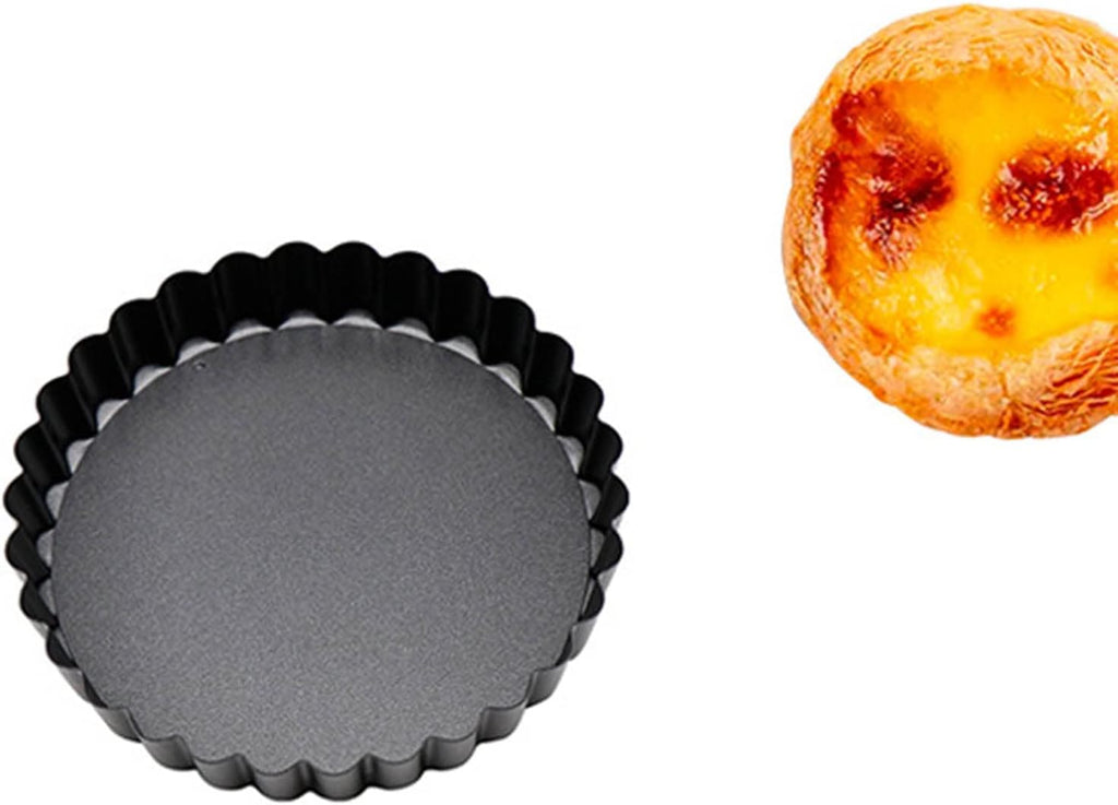 6 pcs 3" Mini Tart Pans Removable Bottom, Carbon Steel Baking Tool I38034
