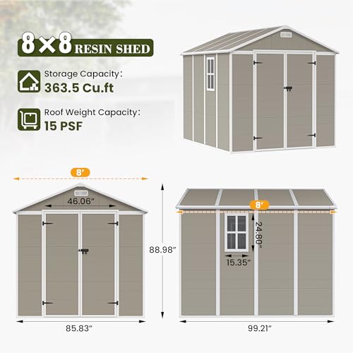 Outdoor Storage Shed 6 x 6 FT Resin Garden Shed with Lockable Door U891
