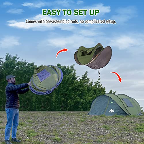 6 Person Easy Pop Up Tent for Camping, Double Layer Waterproof Instant Tent with Vestibule Y954227