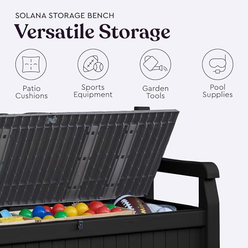 70 Gallon Outdoor Storage Bench Deck Box for Patio and Garden Tools S752