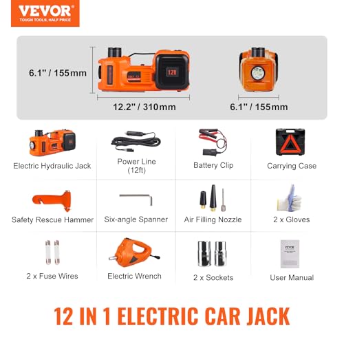 Electric Car Jack 5 Ton Hydraulic Lift with LED Light for SUV Truck Tire Change S8678