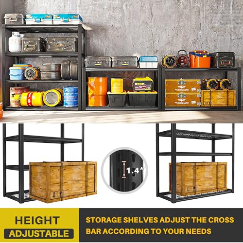 40" W Garage Shelving 2240 LBS Storage Shelves Adjustable Metal Heavy Duty 4 Tier R5651
