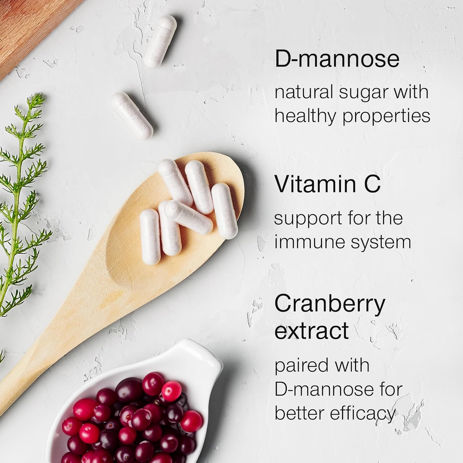 D-Mannose 1000mg Capsules with Cranberry Extract and Vitamin C for Urinary Tract Health S19843