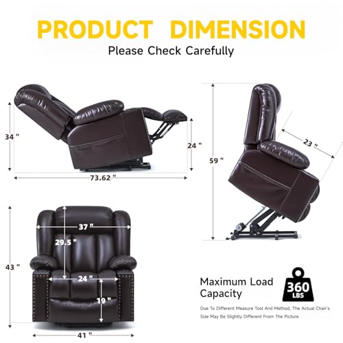 Power Lift Recliner Chair for Elderly with Heat and Massage, Adjustable Positions, Dark Brown P618617