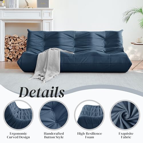 Bean Bag Chair for Adults, Suede & Microfiber Corner Lounge Sofa, 3-Seater, Beige F9802