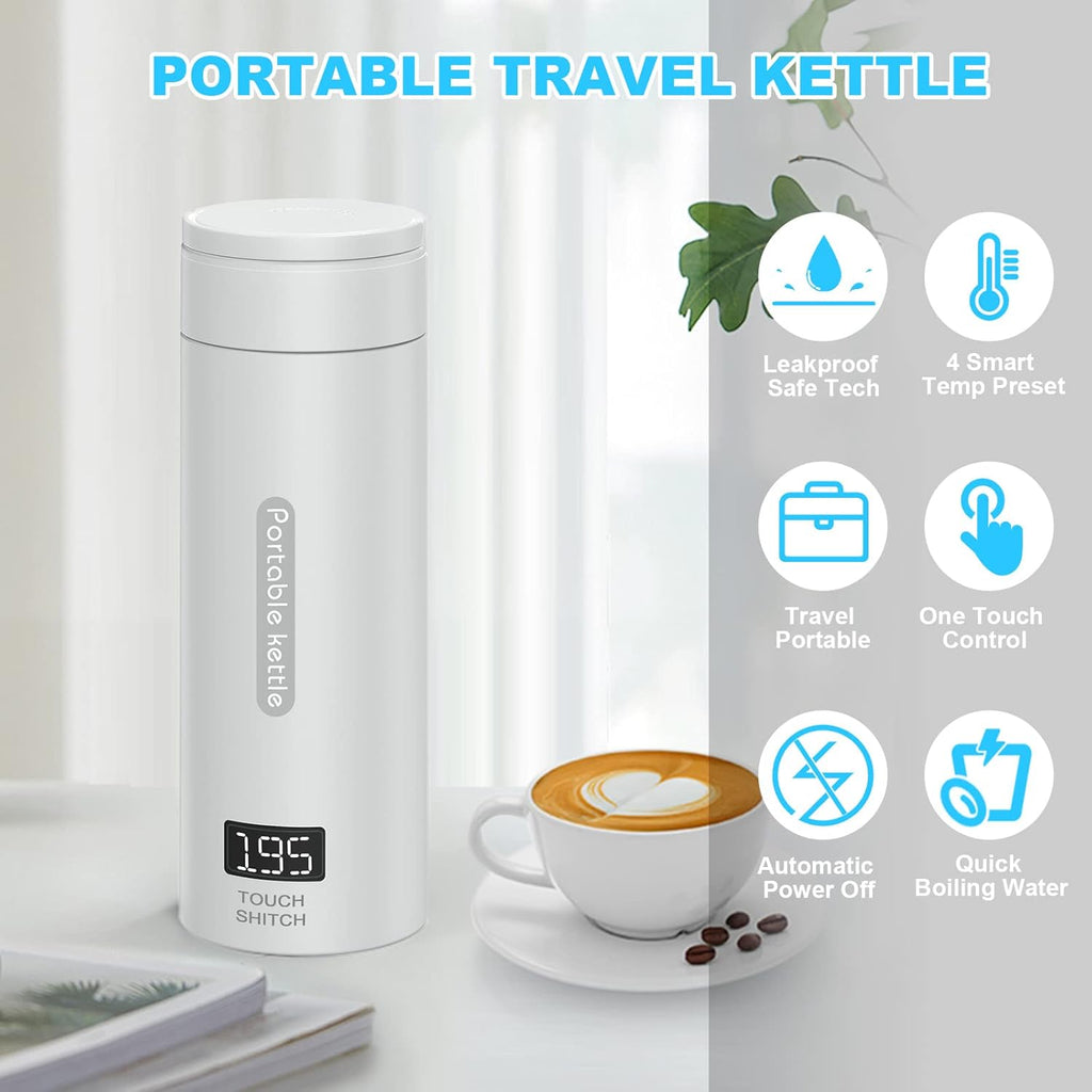 Portable Electric Tea Kettle, 380ml, Auto Shut-Off & Boil Dry Protection M19887
