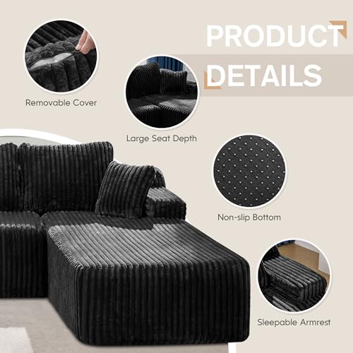 Modular L-Shape Sectional Sofa with Oversized Chaise A47792