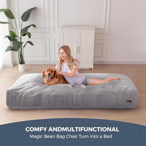 Giant Bean Bag Chair Bed for Adults, Convertible Floor Sofa Mattress R473823