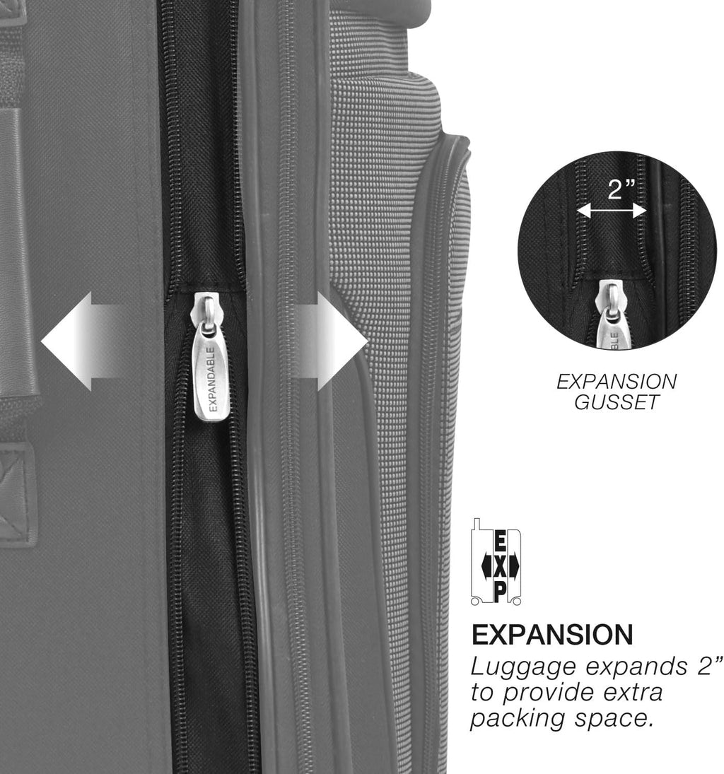 Expandable Rolling Upright Luggage, Navy, 2-Piece Set K483085
