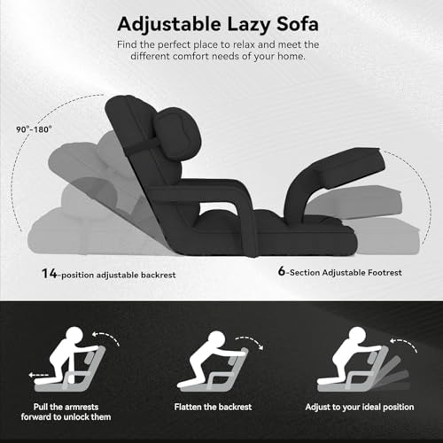 Folding Floor Chair with Adjustable Backrest, Portable Recliner Seat for Adults N6716