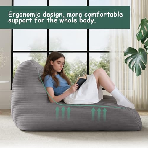 Unicorn Bean Bag Chair for Kids with Filler, Corduroy Floor Lounger, Pink W9694