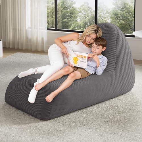 Unicorn Bean Bag Chair for Kids with Filler, Corduroy Floor Lounger, Pink W9694