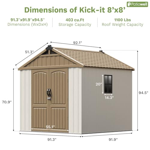 Outdoor Plastic Storage Shed with Floor, Window and Lockable Door A4787