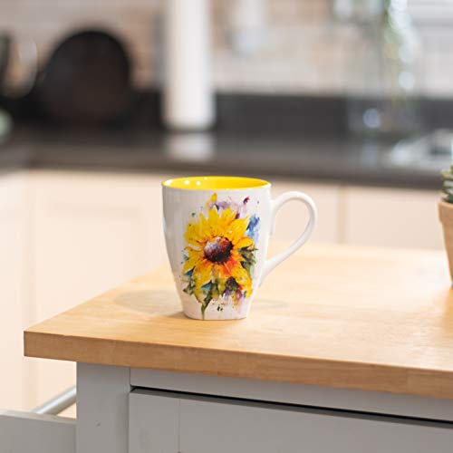 Lavender Flower Watercolor Ceramic Mug with Easy Grip Handle B9257