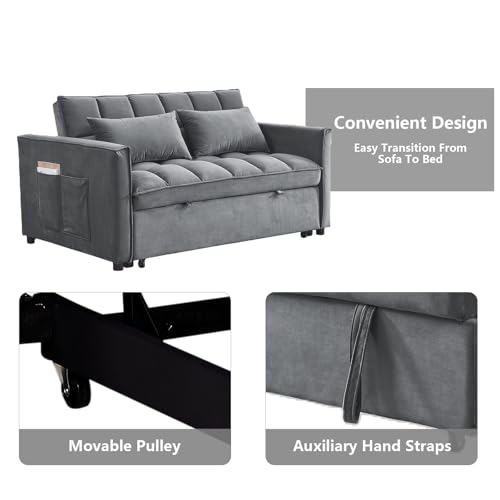 Convertible Sleeper Sofa Bed with Pull-Out Bed and Adjustable Backrest V521