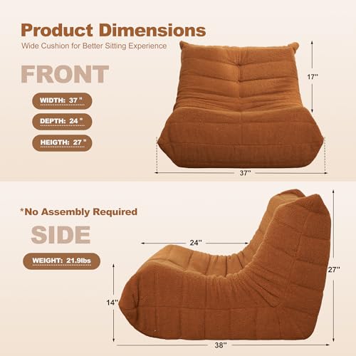 Bean Bag Chair for Adults with Memory Foam, Black Plush X409228