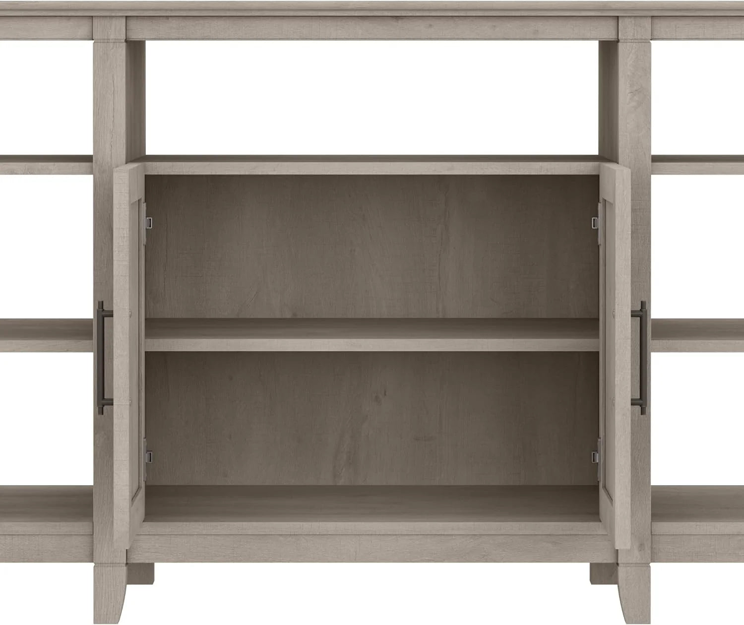 Tall Stand for 65 Inch TV, Farmhouse Entertainment Center with Storage, Washed Gray E4925