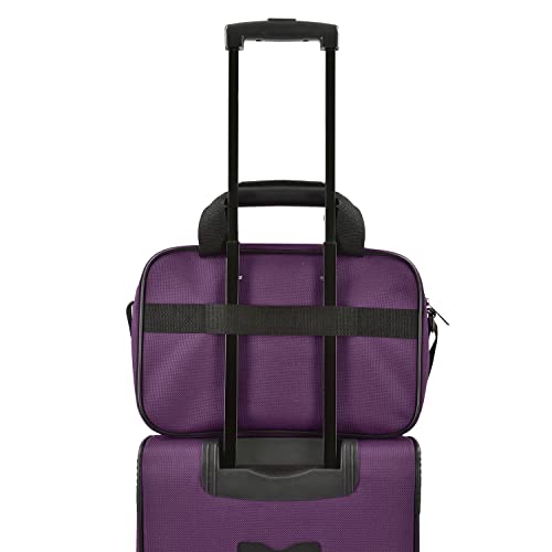 Rugged Fabric Expandable Carry-on Luggage Set, Purple, 4 Wheel C247776