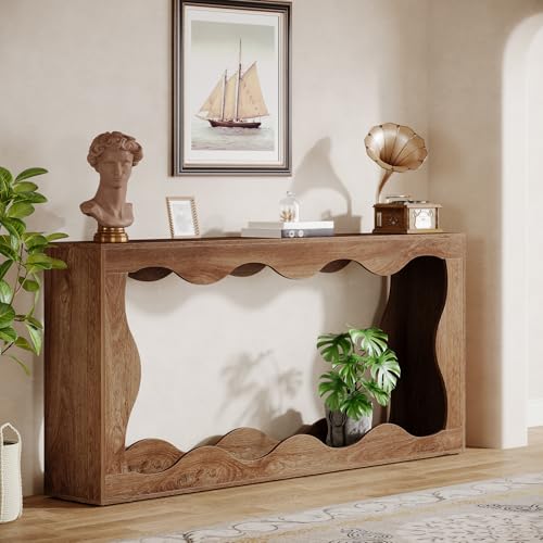 Farmhouse Console Table with Storage, Couch Table Behind Sofa, Narrow Hallway Stand, Brown K521