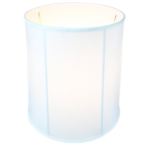 14"x16"x17" Tall Drum Lampshade with Brass Spider Fitter, White Shantung Fabric R27369