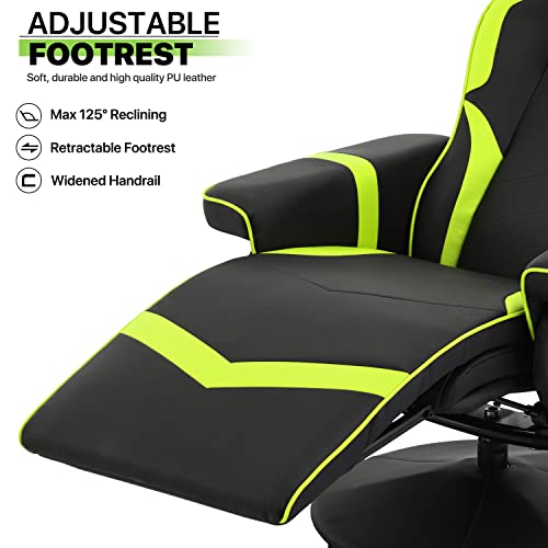 360° Swivel Gaming Recliner Chair, Ergonomic PU Leather with Adjustable Backrest, Footrest, Cup Holder M2617