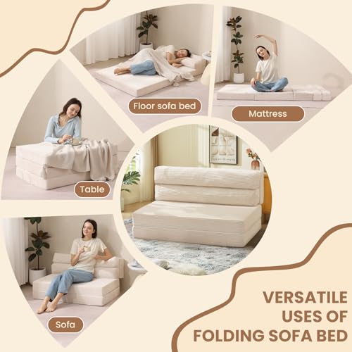 Folding Sofa Bed, Convertible Sleeper Chair with Pillow, Grey P767597