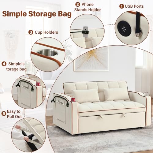 Convertible Sofa Bed, 3 in 1 Velvet Sleeper with Adjustable Backrest, Gray K13376