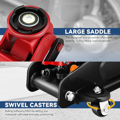 4 Ton Low Profile Floor Jack, Heavy Duty Steel Hydraulic with Dual Pistons Quick Lift Pump P3195