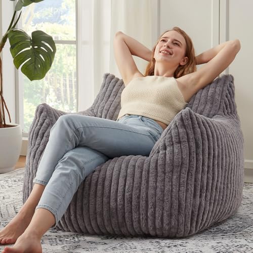 Plush Bean Bag Chair with Armrests for Adults and Teens M473