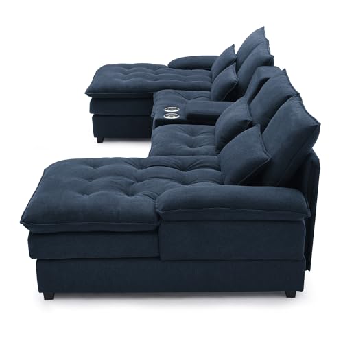 Modular Sectional Sofa with Ottoman, U-Shaped Lounge Couch H930