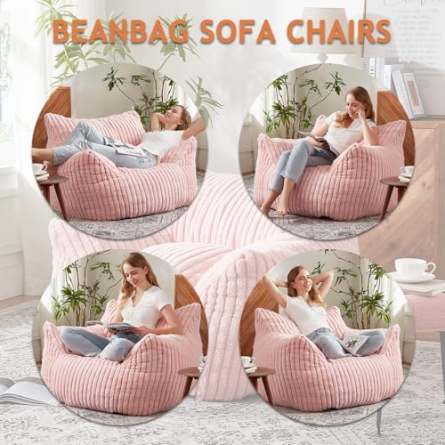 Plush Bean Bag Chair with Armrests for Adults and Teens M473