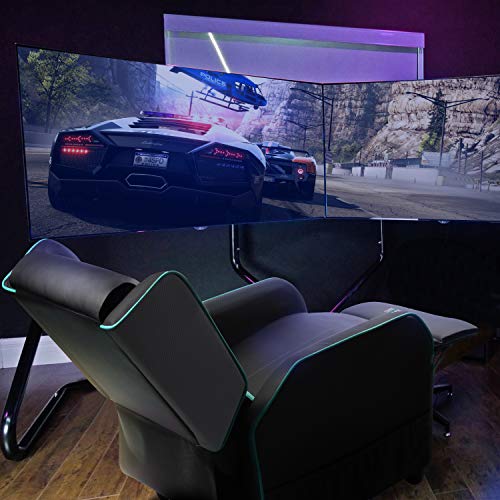 Gaming Recliner Chair for Adults, PU Leather Ergonomic Racing Style, Grey B7581