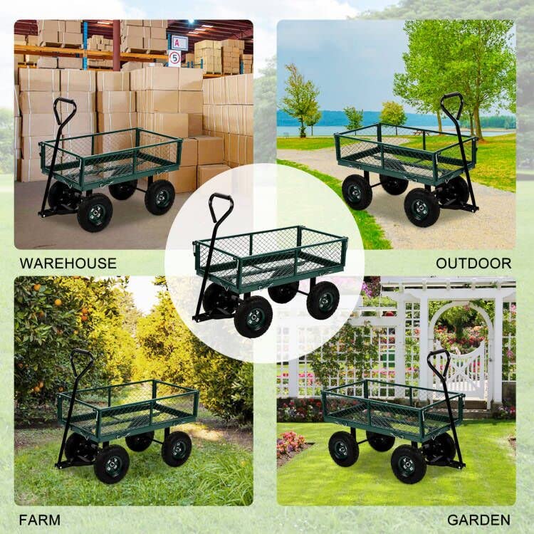 Garden Utility Wagon 400lb Capacity with Steel Frame and 10in Tires T103
