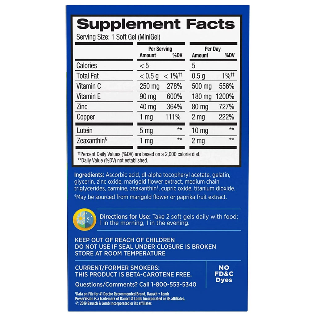 Eye Supplement with Ascorbic Acid and Vitamin E D197