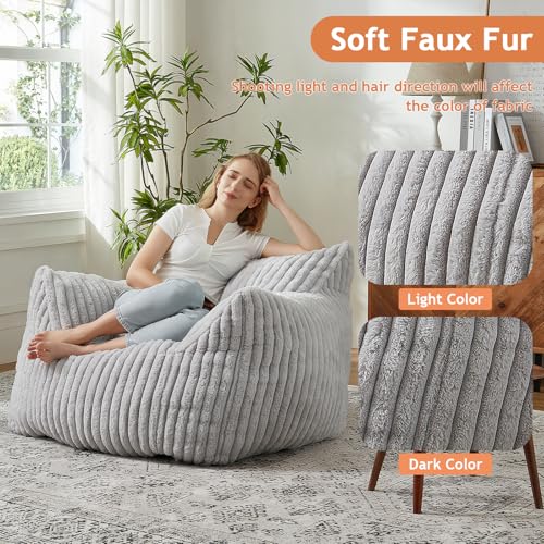 Plush Bean Bag Chair with Armrests for Adults and Teens M473